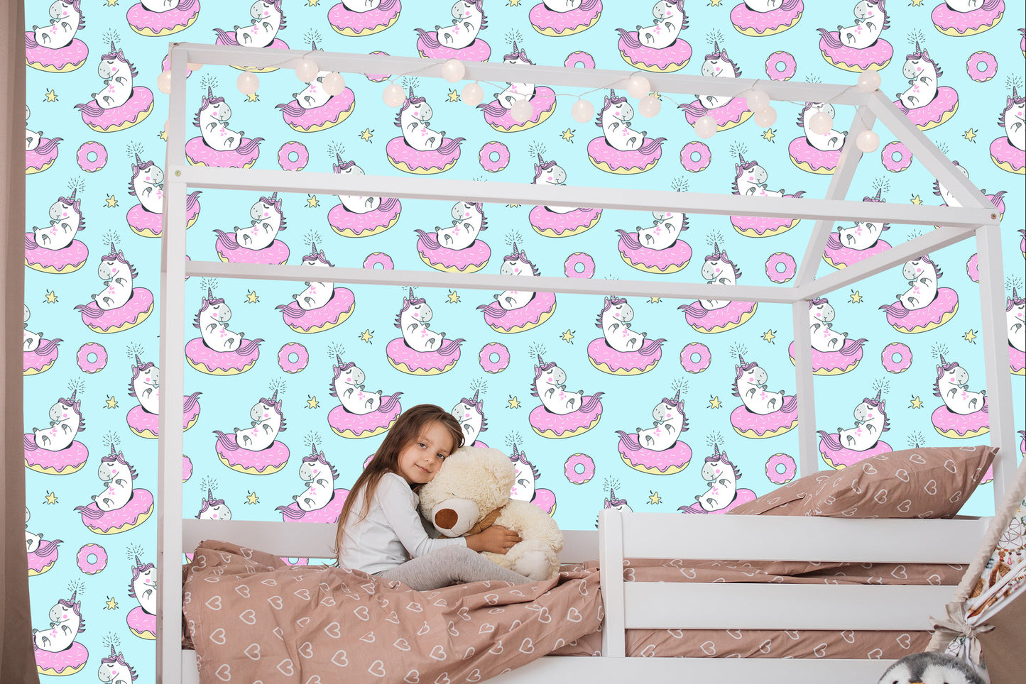 Wallpaper For Children - Unicorns And Donuts