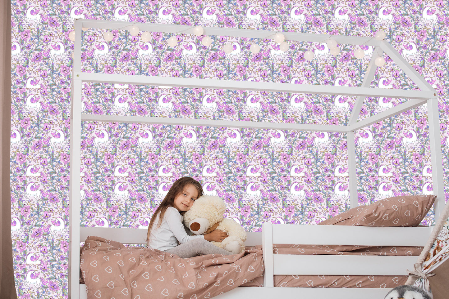 Wallpaper Unicorns In Flowers