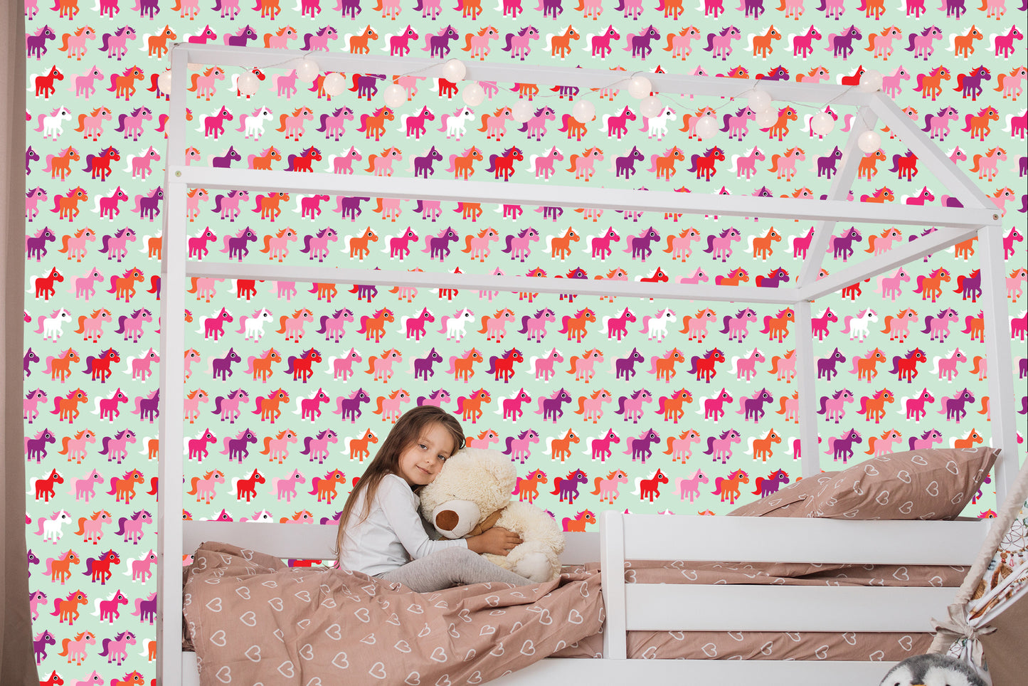 Wallpaper Colorful Horses Room Girls