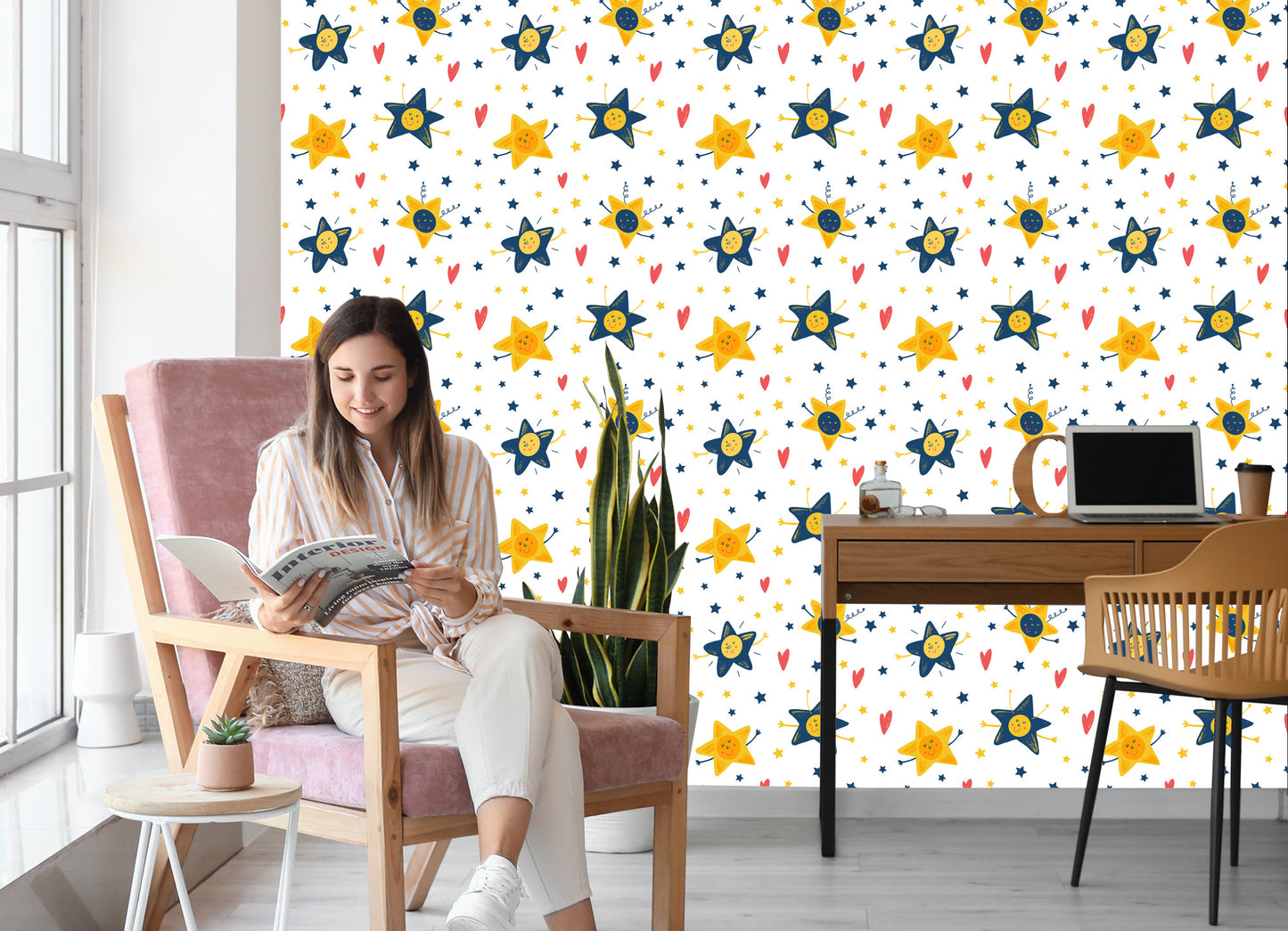 Wallpaper For Children - Stars And Hearts