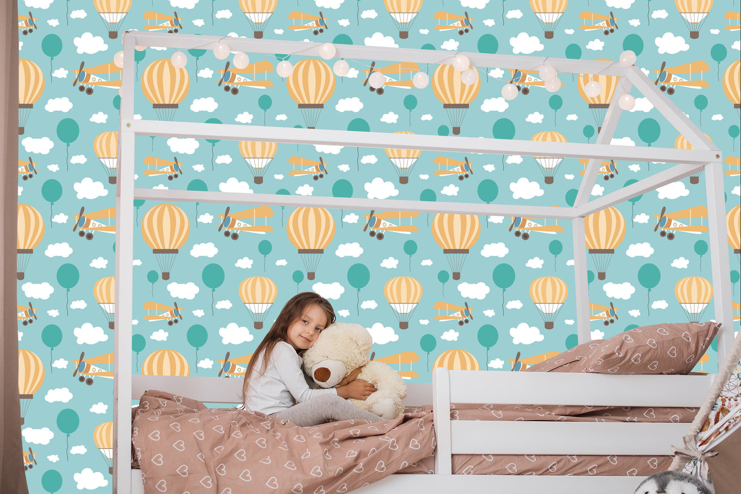 Wallpaper For Children, Balloons, Clouds, Airplanes, Sky