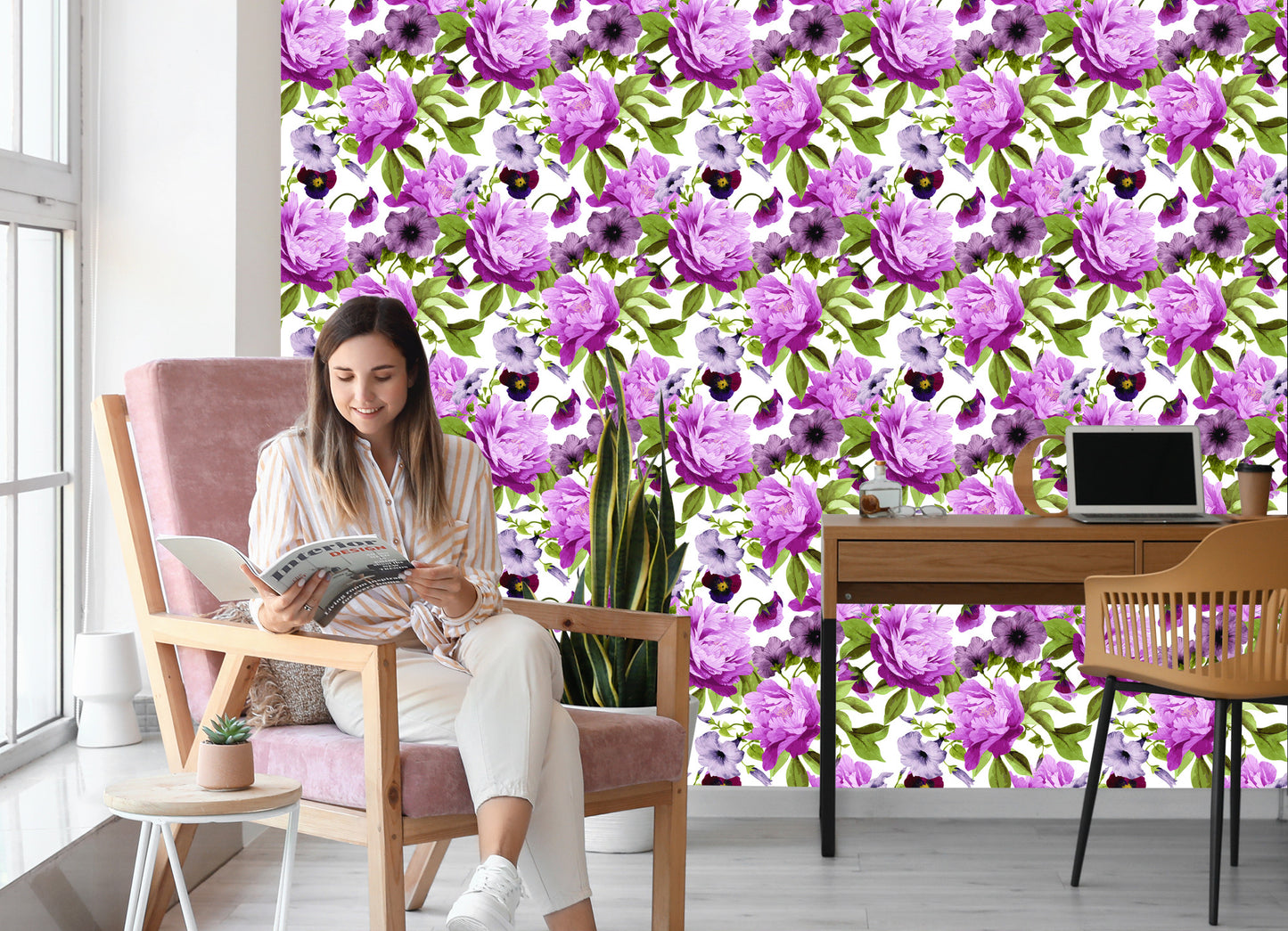 Wallpaper Pansies, Morning Glory And Peonies