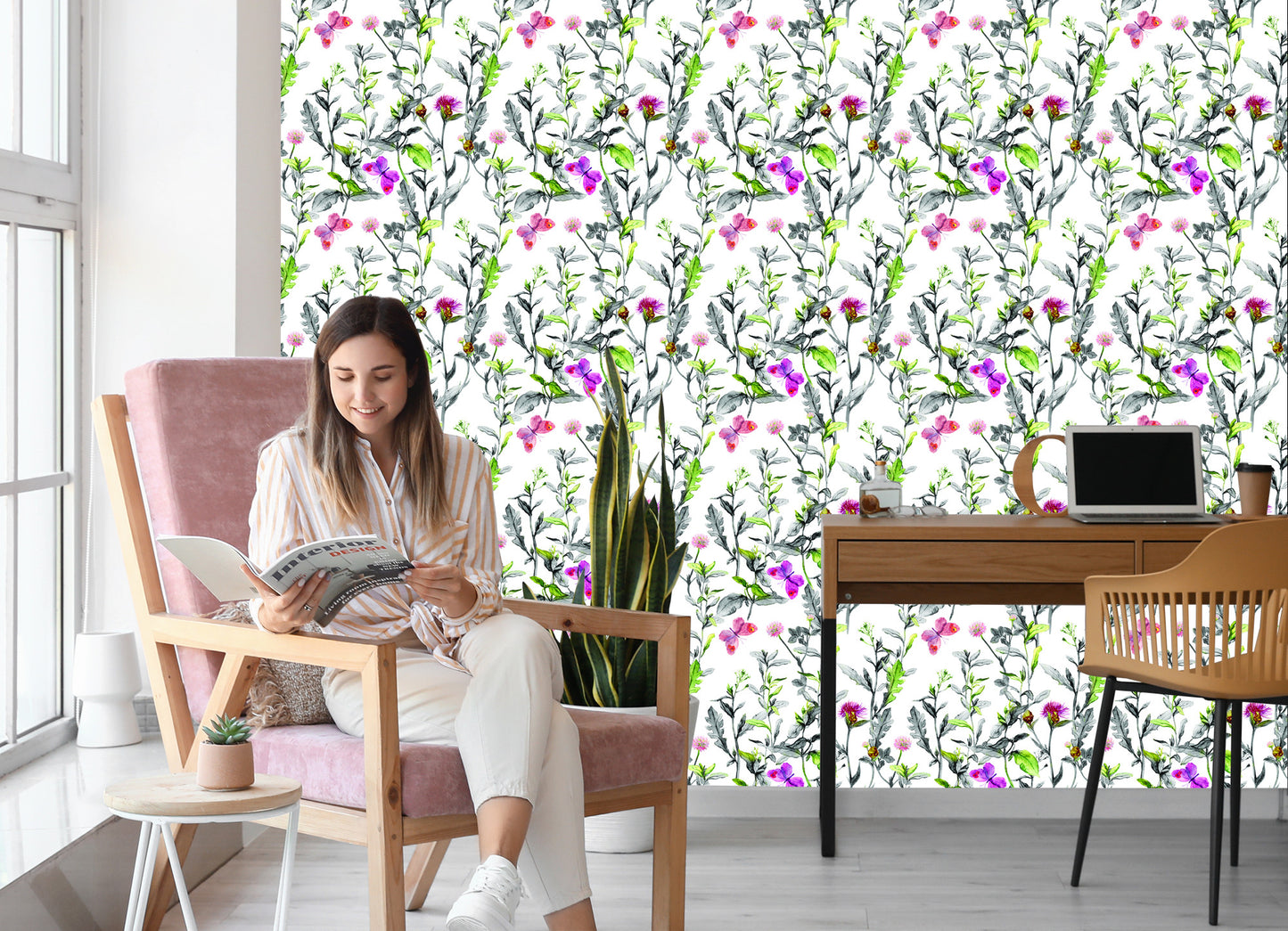 Wallpaper Watercolor Meadow Flowers