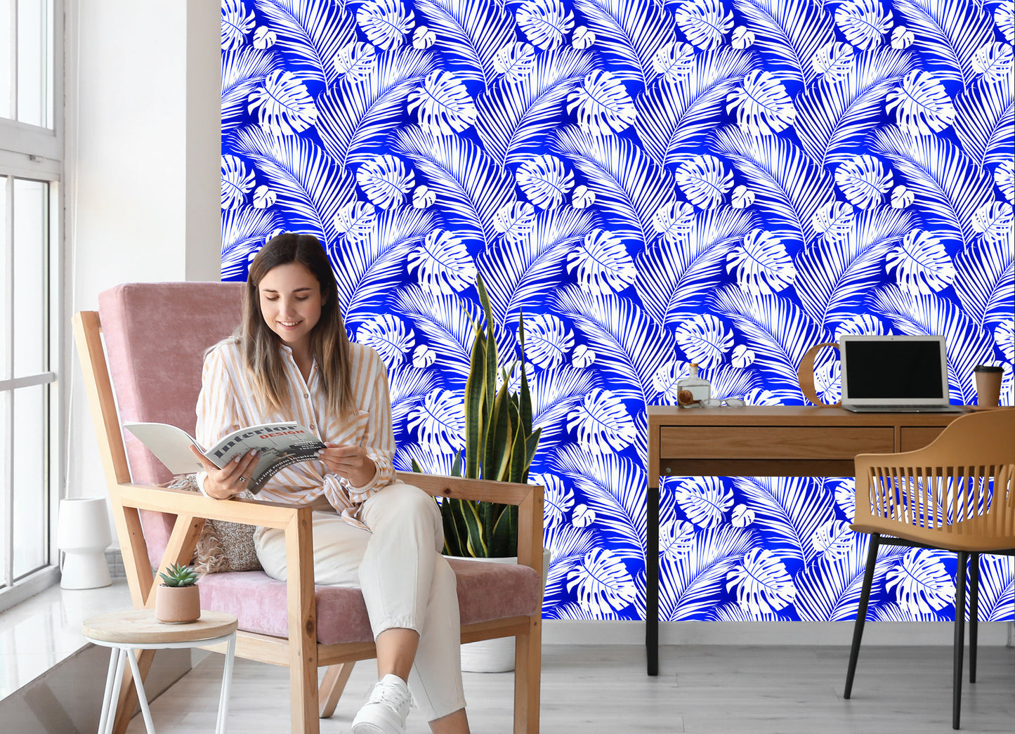 Wallpaper Monstera And Palm Leaves