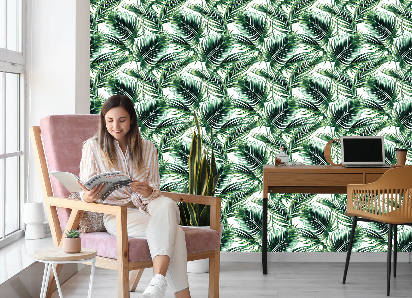 Wallpaper Fashionable Palm Leaves