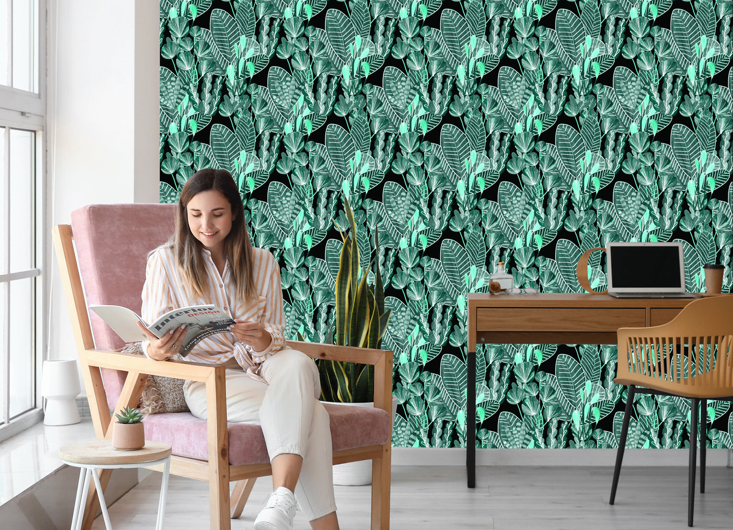Wallpaper Drawn Forest Leaves
