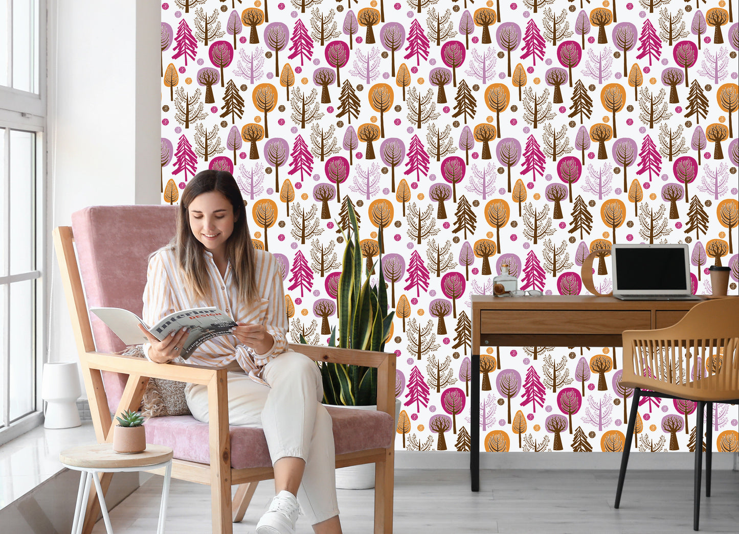 Wallpaper Colorful Forest Tree For Children's Room