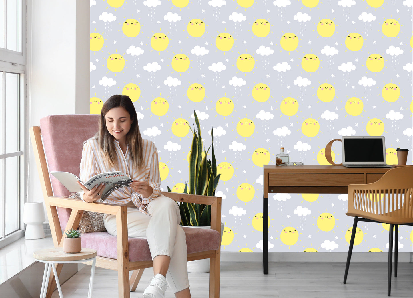 Wallpaper For Children - Sunshine And Rainy Clouds