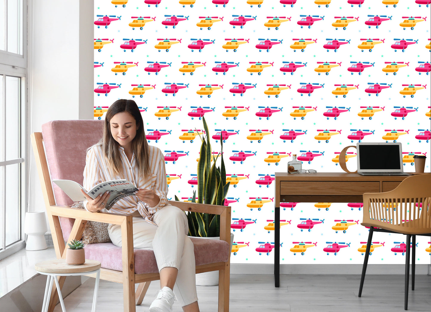 Wallpaper The Stars Helicopters Into The Children's Room