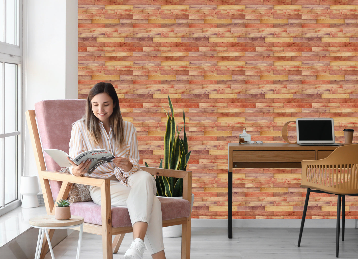 Wallpaper Colorful Horizontal Wooden Planks