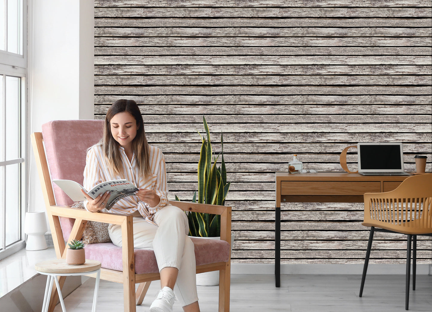 Wallpaper Old Horizontal Wooden Planks