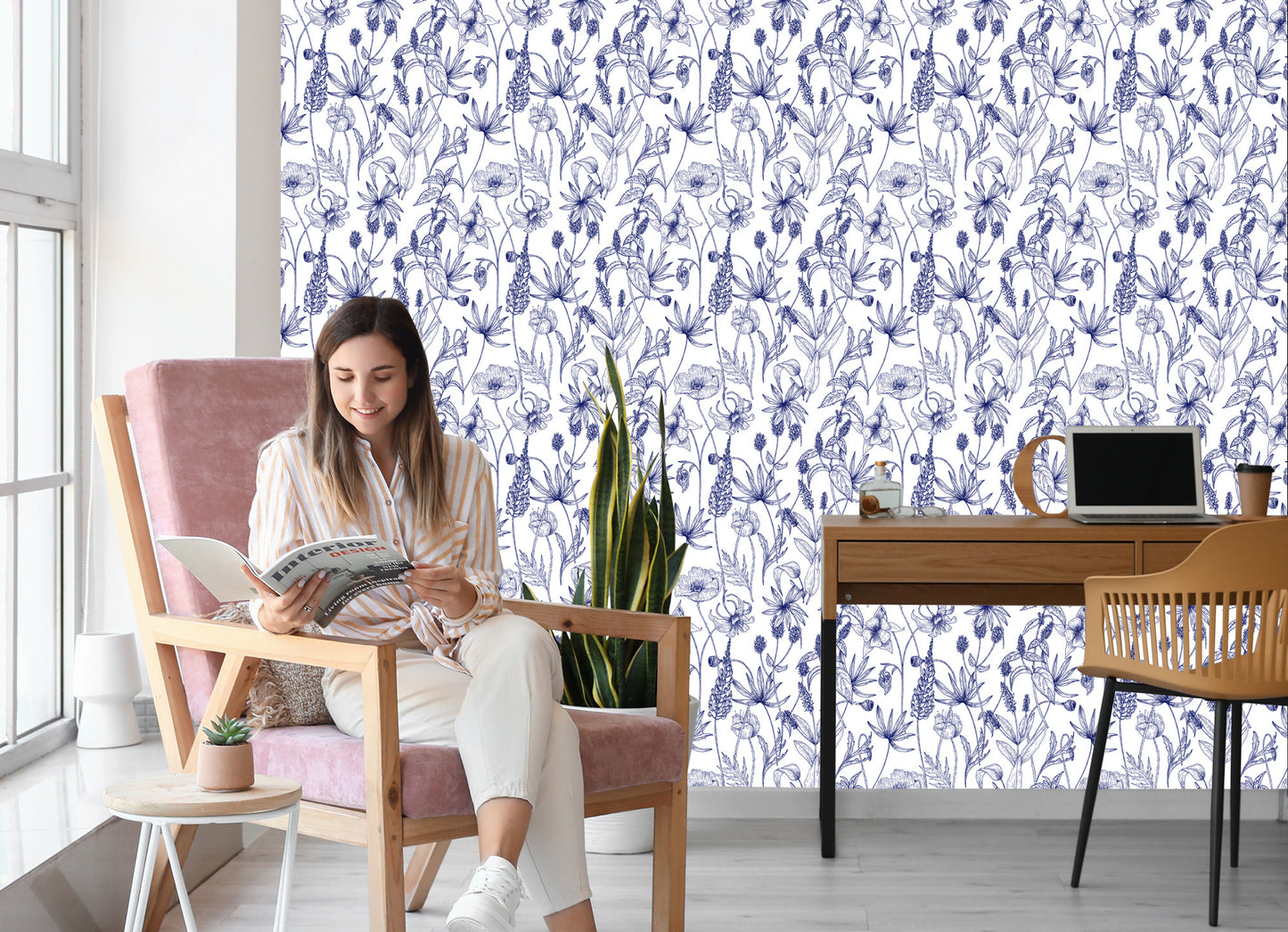 Wallpaper Retro - Hand Drawn Wild Flowers And Herbs
