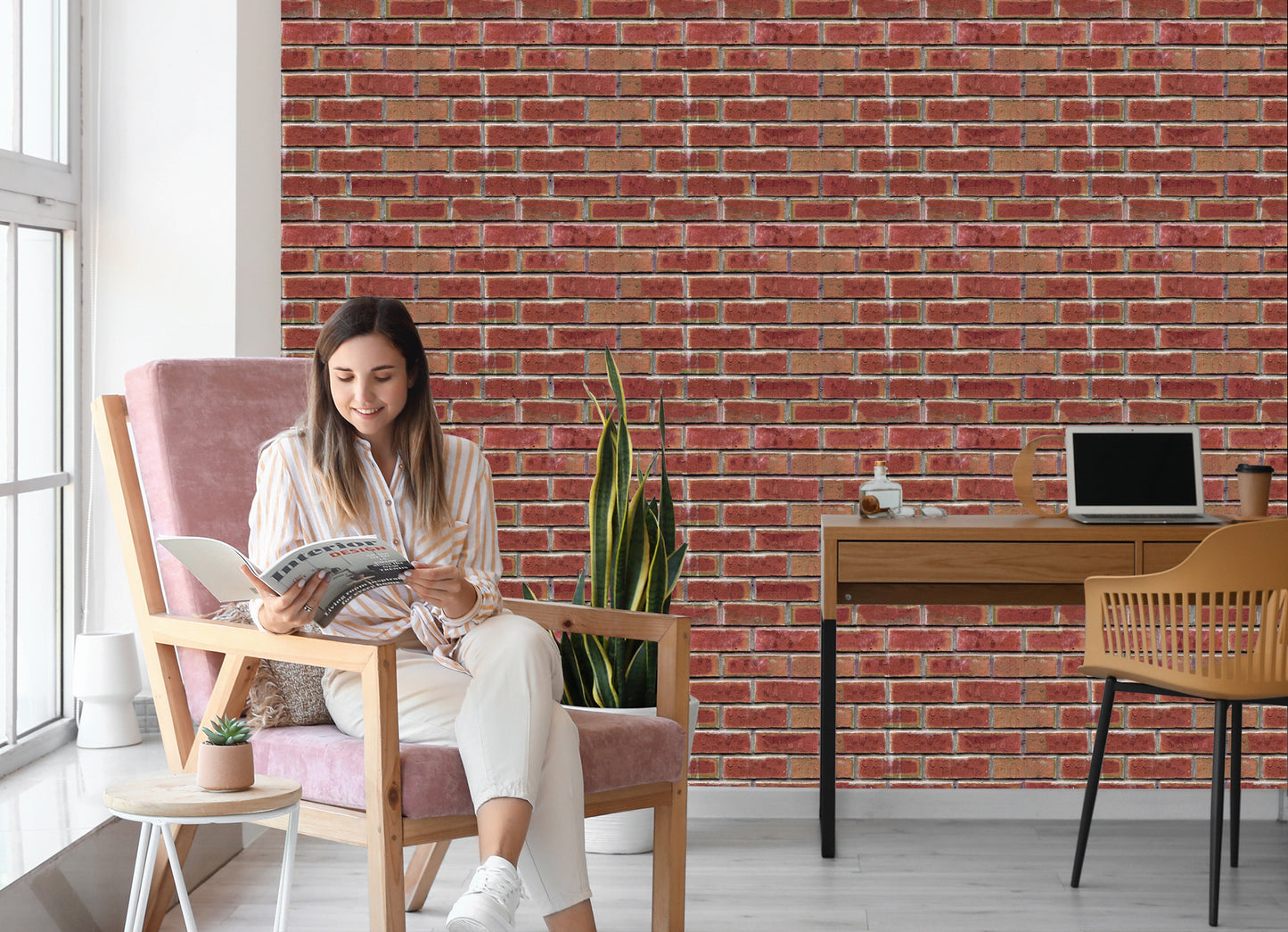 Wallpaper For The Living Room. Brick Wall. Bricks 3D Effect