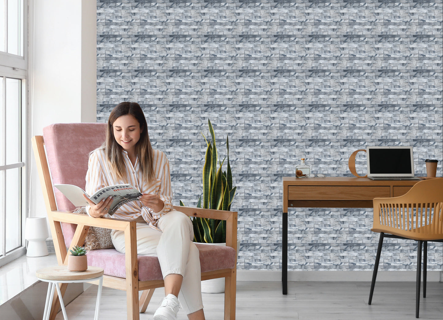 Wallpaper Stylish Brick In Shades Of Gray