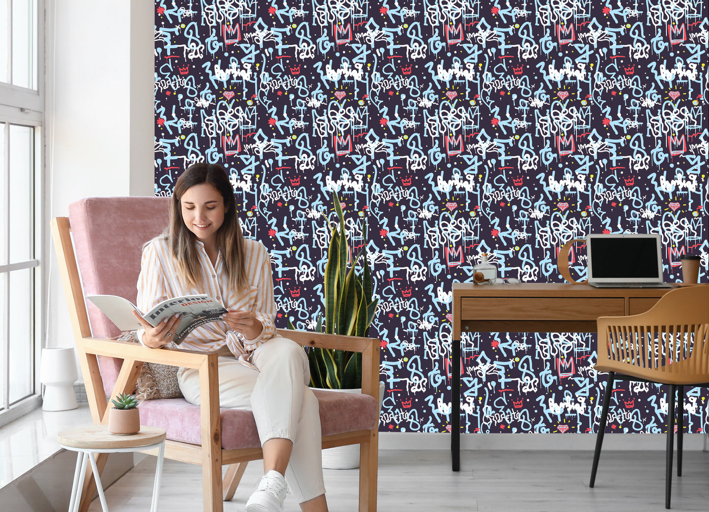 Wallpaper Graffiti With Diamonds