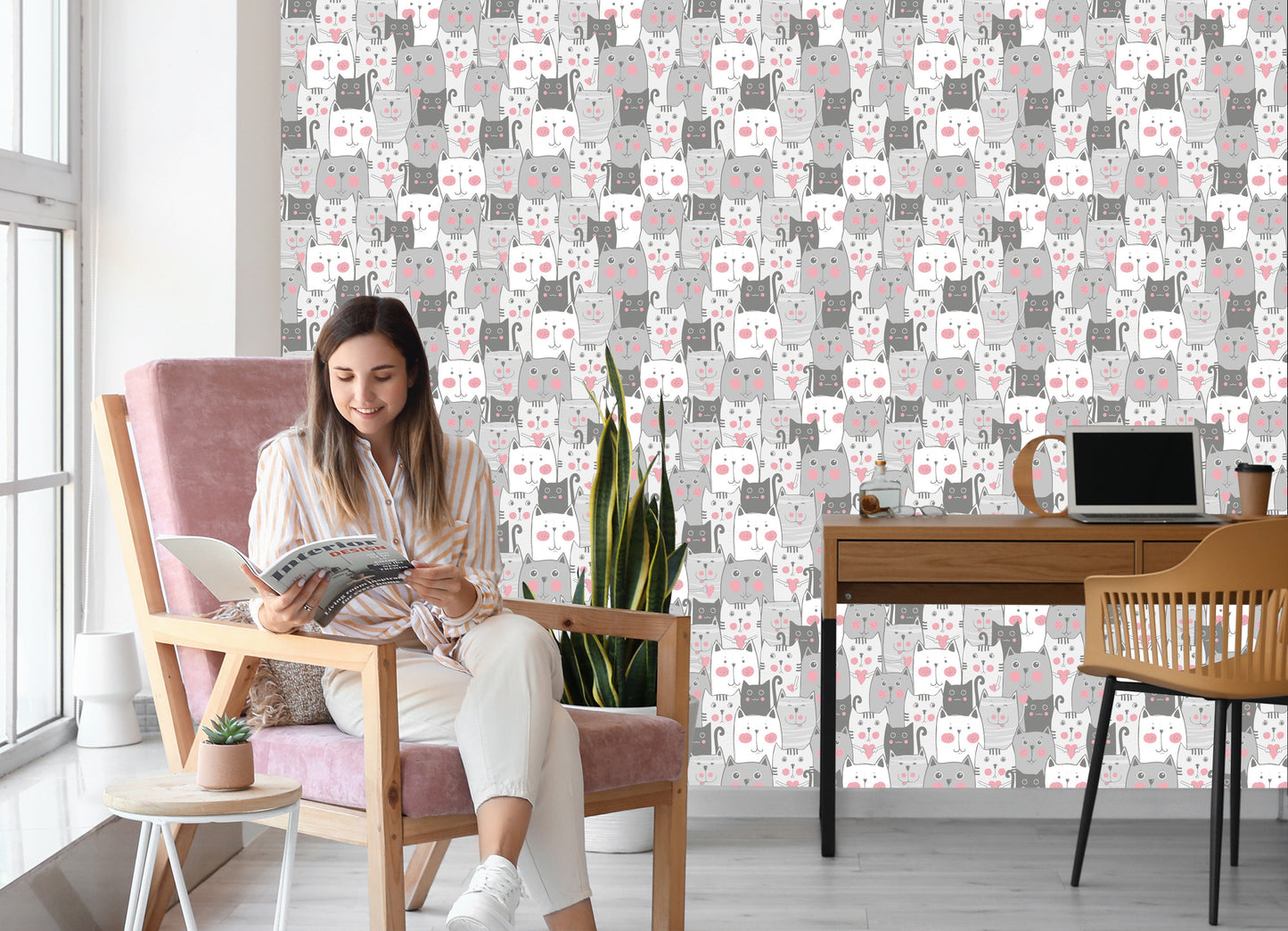 Wallpaper For Children - Cats And Hearts