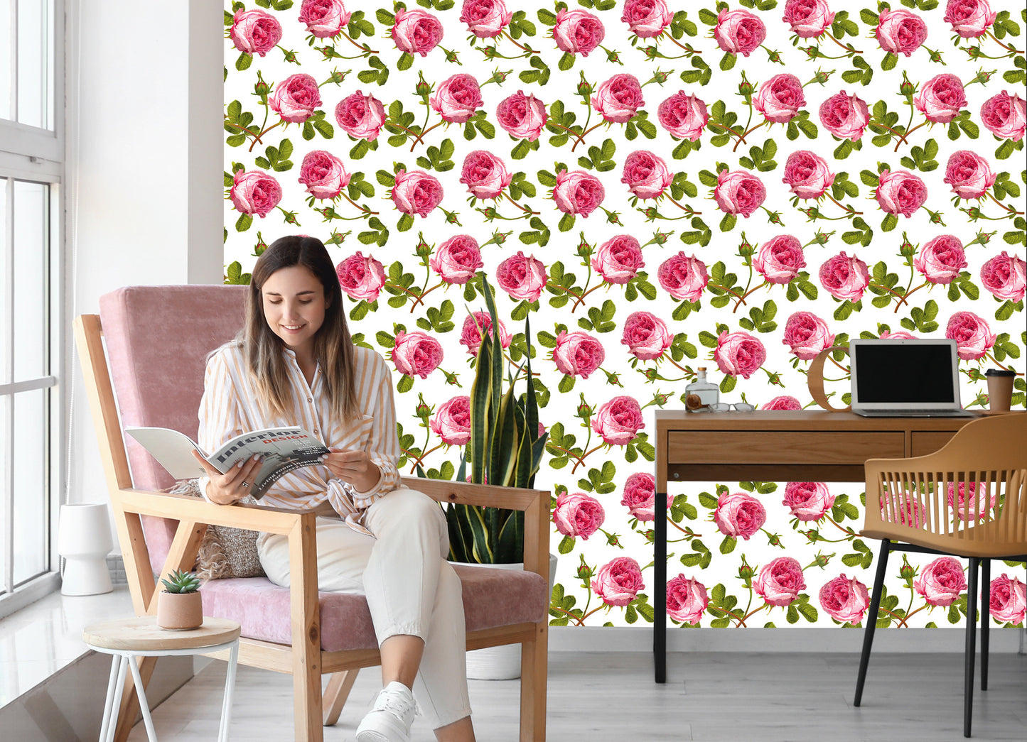 Wallpaper Roses With Leaves