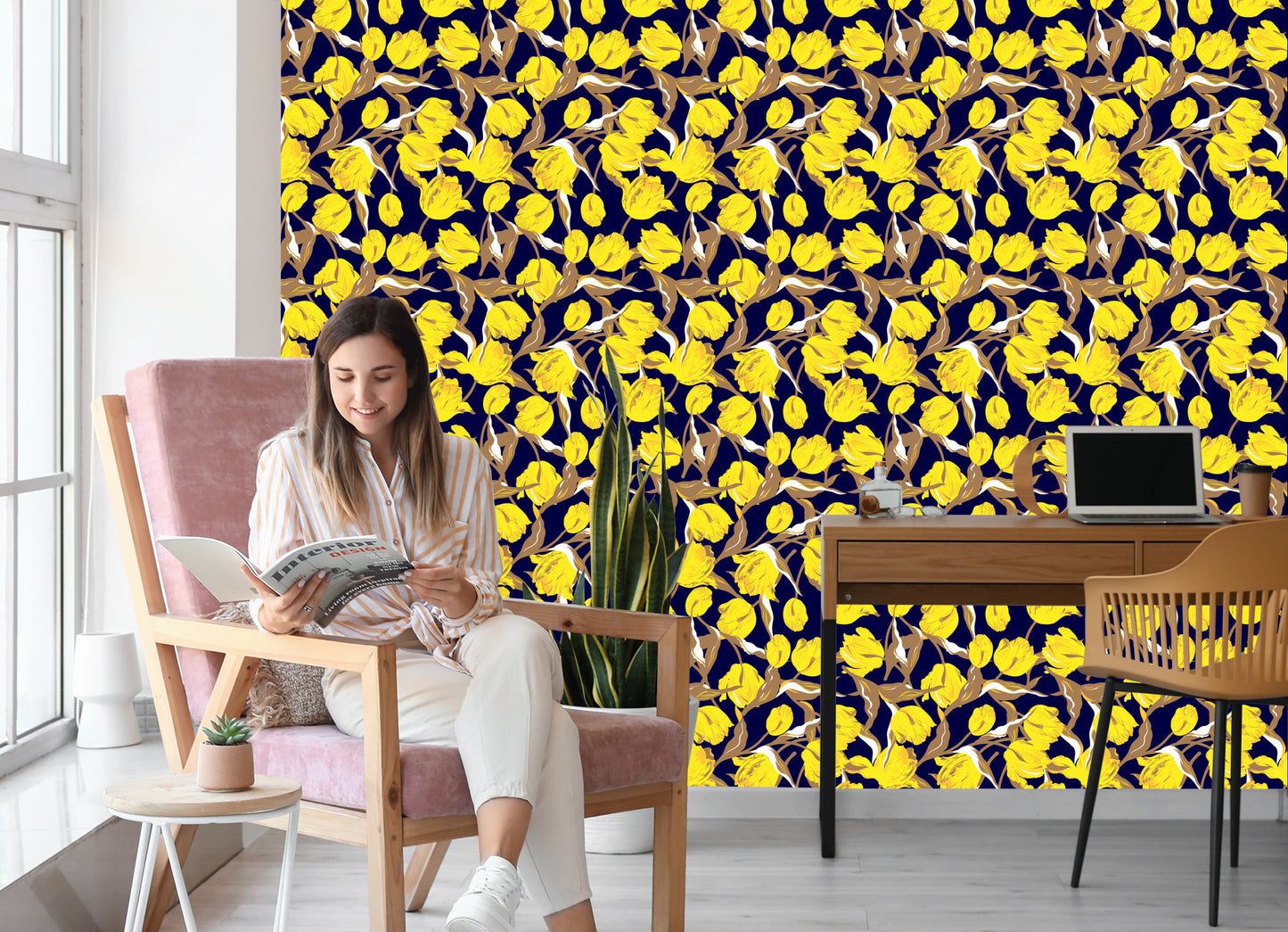 Wallpaper Yellow Tulips