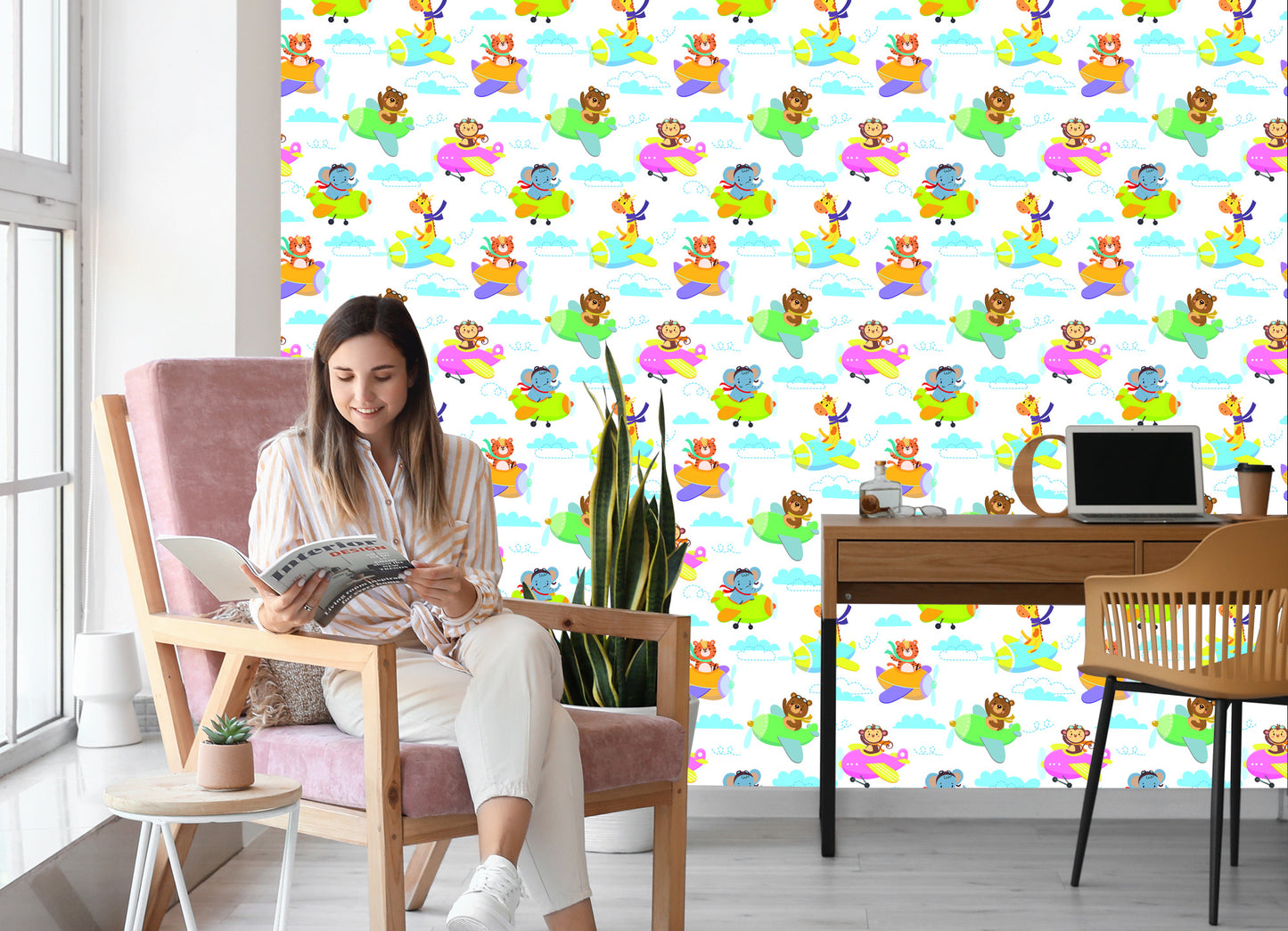 Wallpaper For Children - Animals, Airplanes