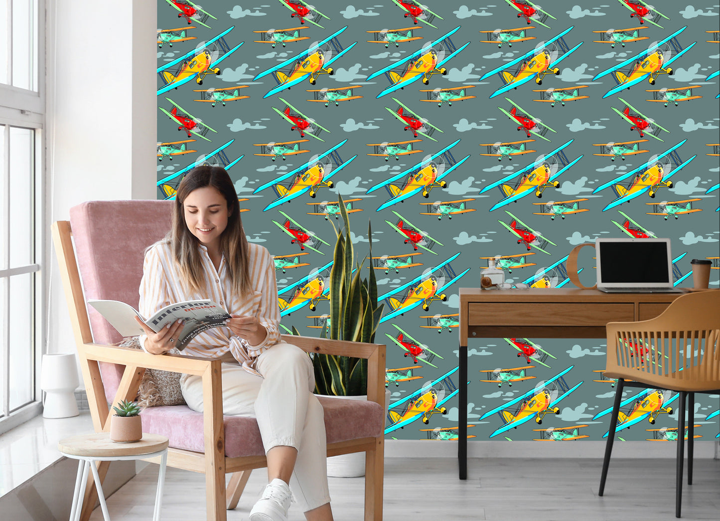 Wallpaper Colorful Retro Airplanes