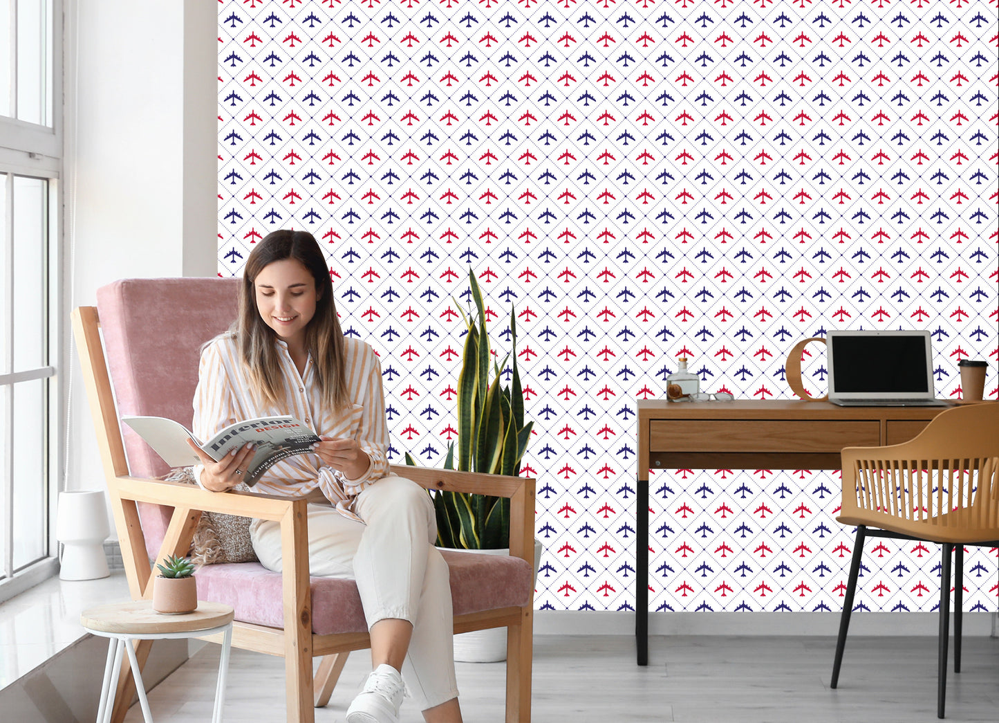 Wallpaper Colorful Checkered Airplanes