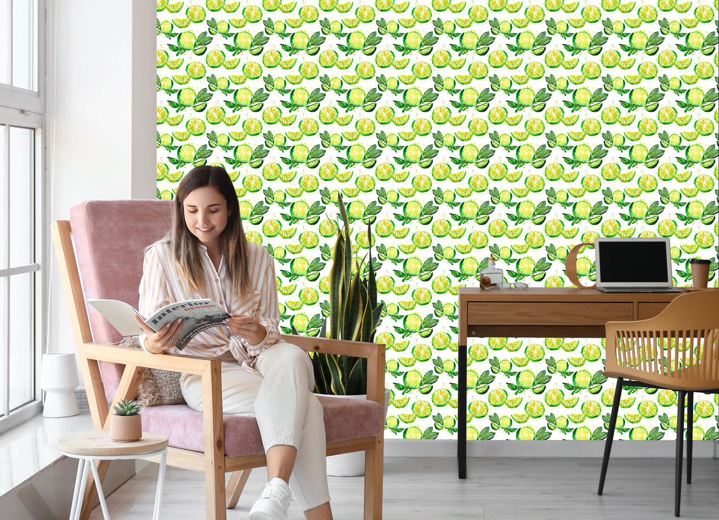Wallpaper For Kitchen Fruit Lime Leaves