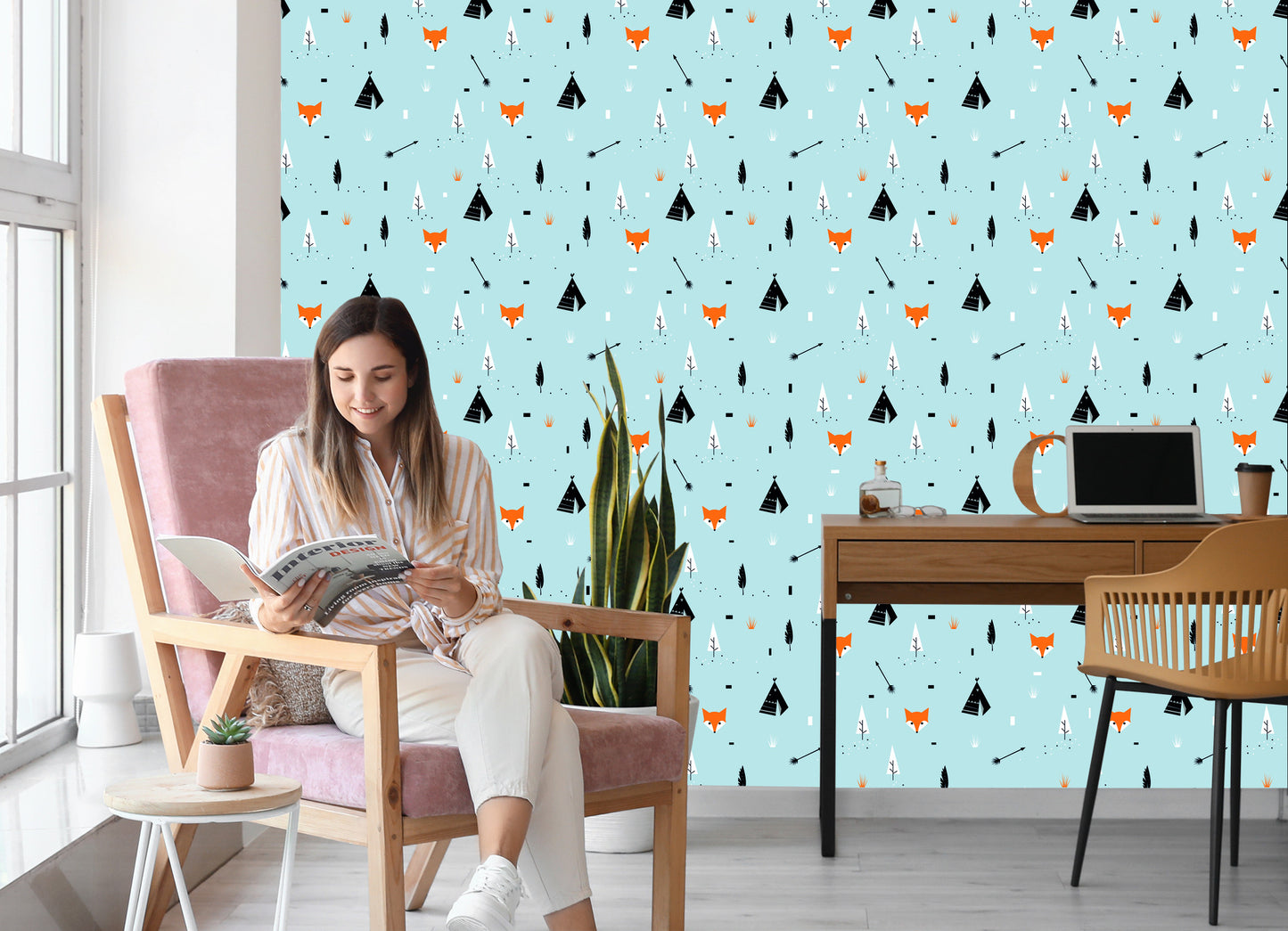 Wallpaper Teepee Foxes