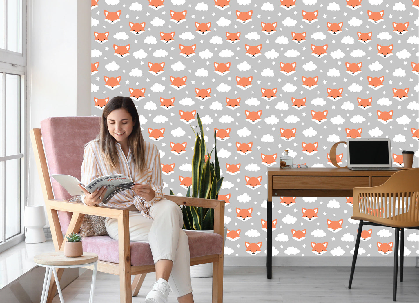 Wallpaper Foxes With Clouds