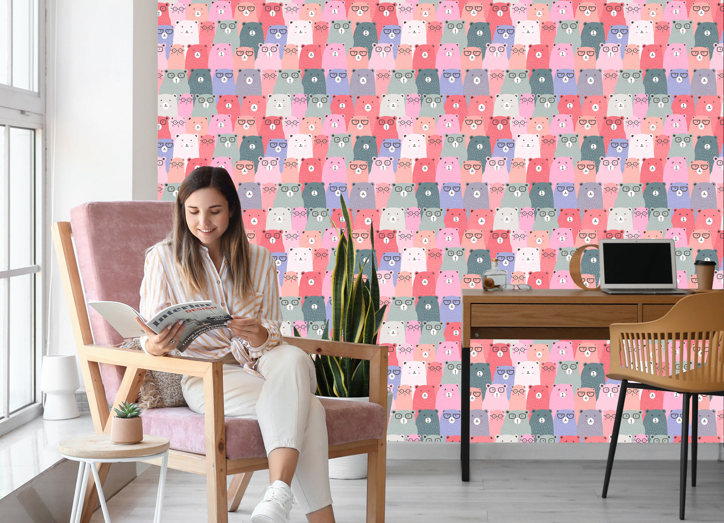 Wallpaper For Children - Colorful Teddy Bears In Scandinavian Style