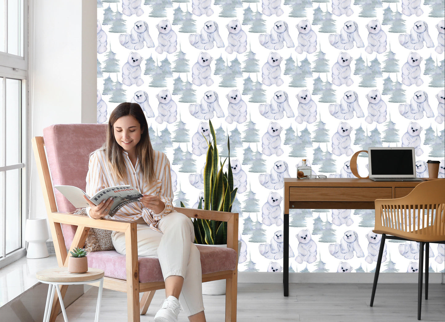 Wallpaper For Children - Adorable Bears - Watercolor