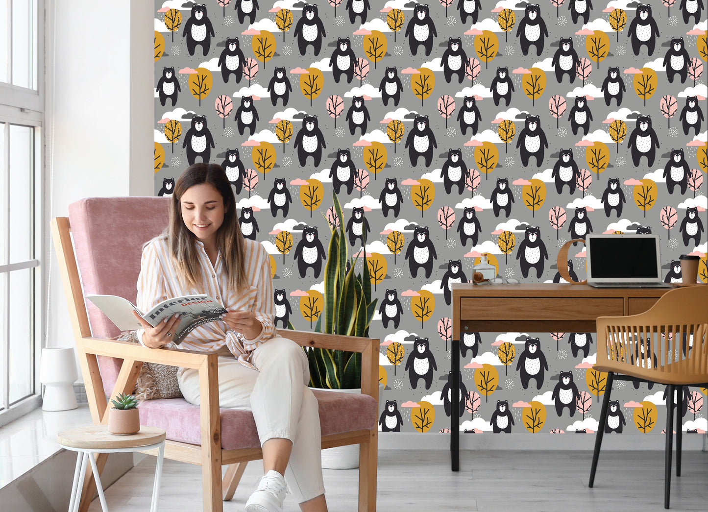 Wallpaper For Children - Teddy Bears, Clouds And Trees