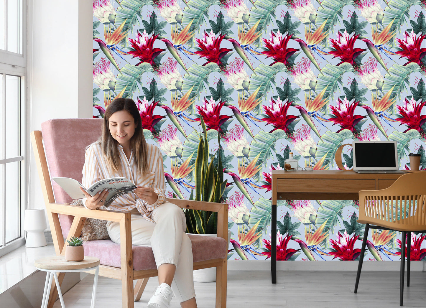 Wallpaper Tropical Flowers Watercolor