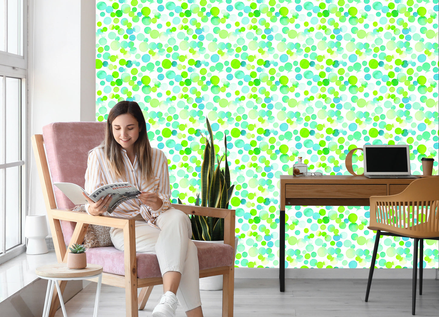 Wallpaper Watercolor Green Circles