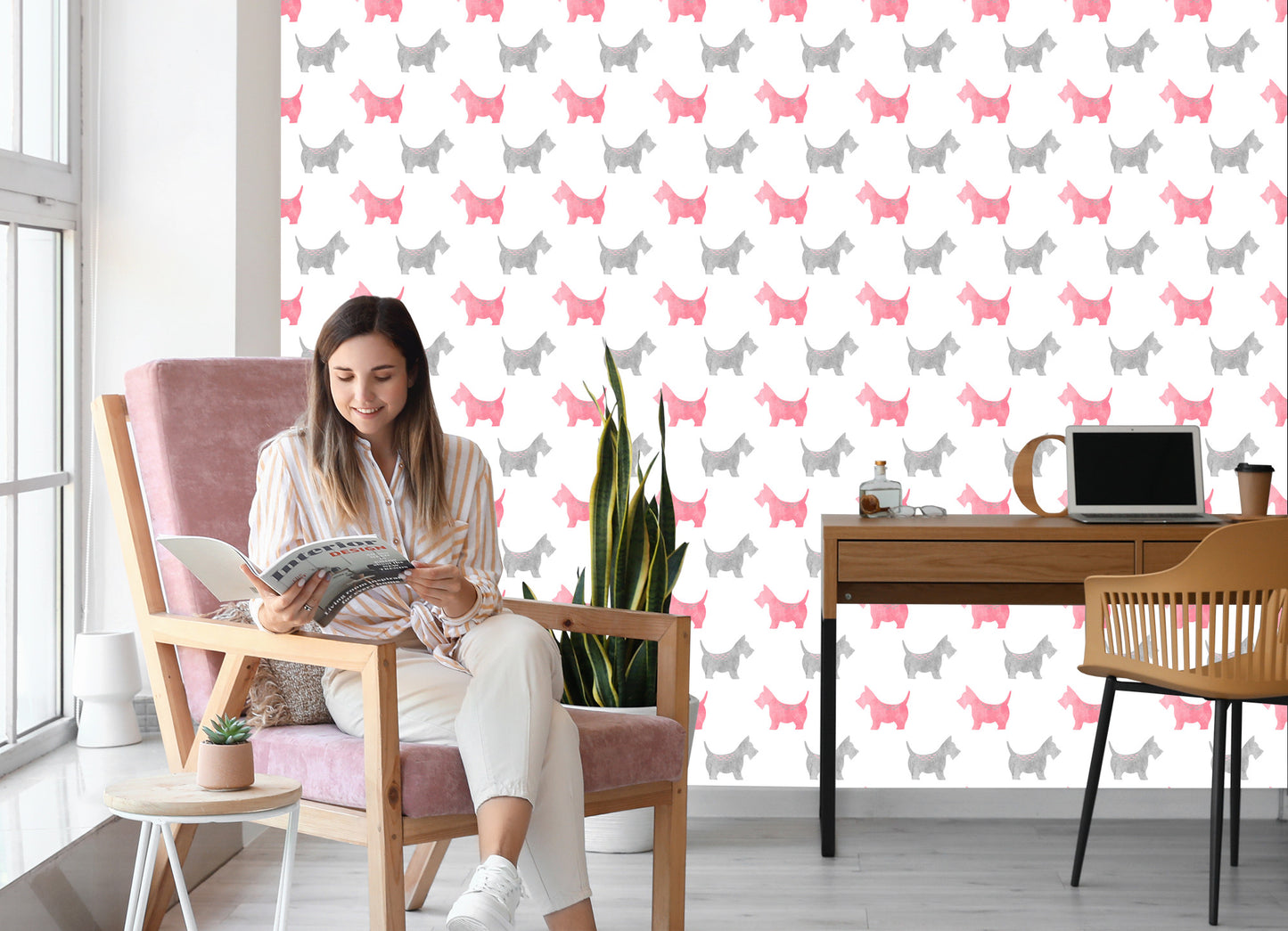 Wallpaper Watercolour Silhouettes Of Scottish Terriers