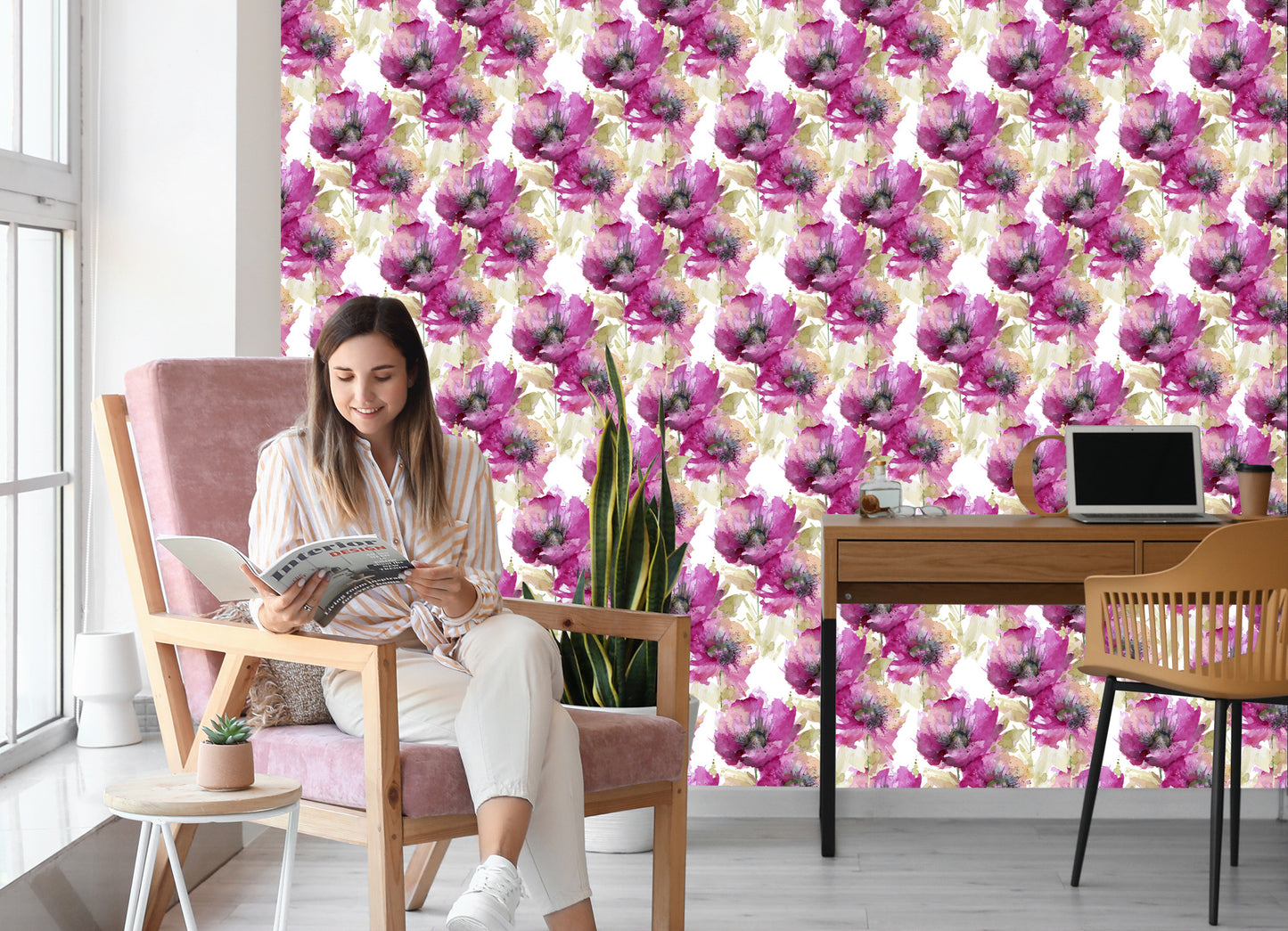Wallpaper Poppies Painted With Watercolor