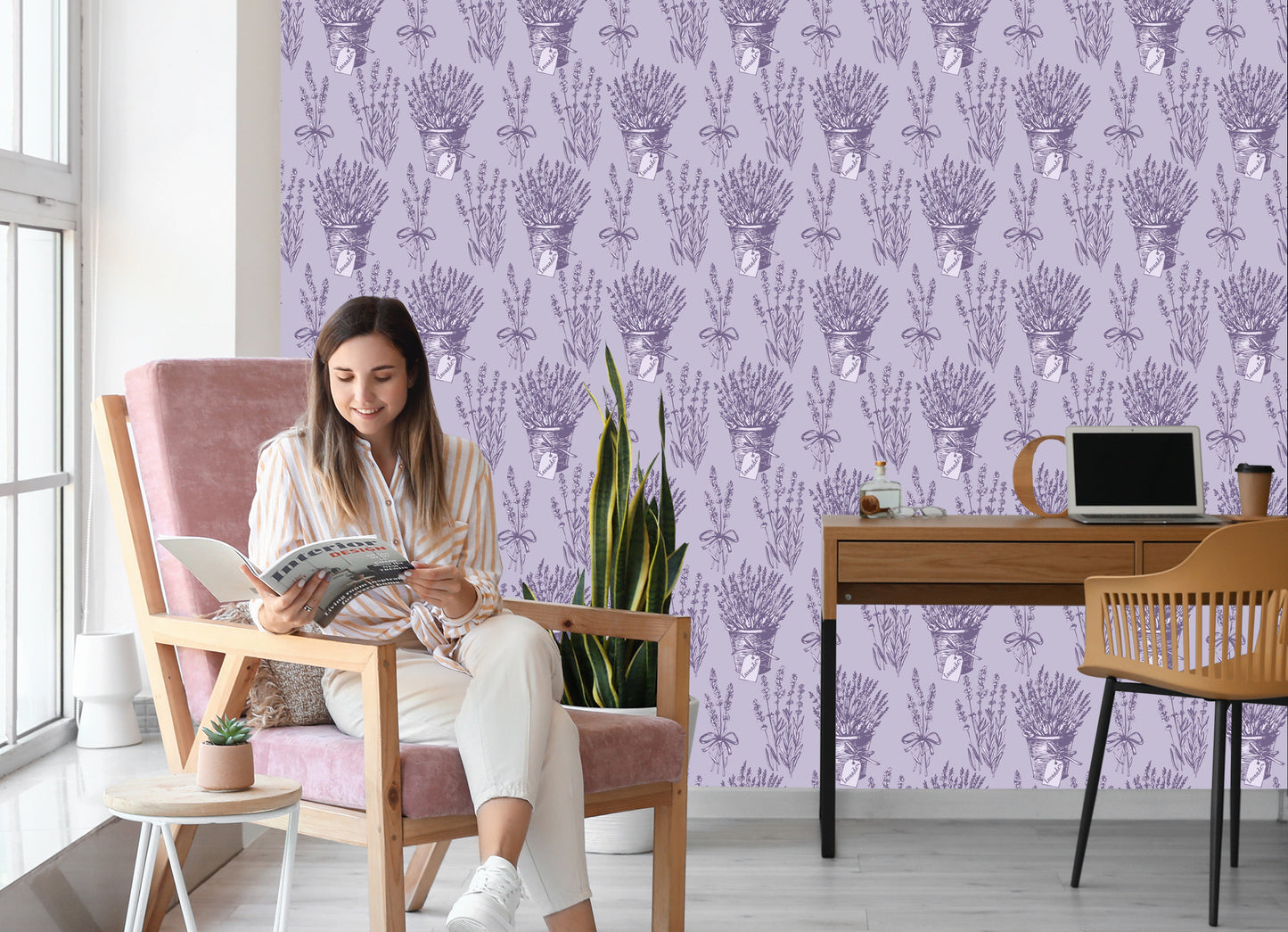 Wallpaper Lavender In Retro Style