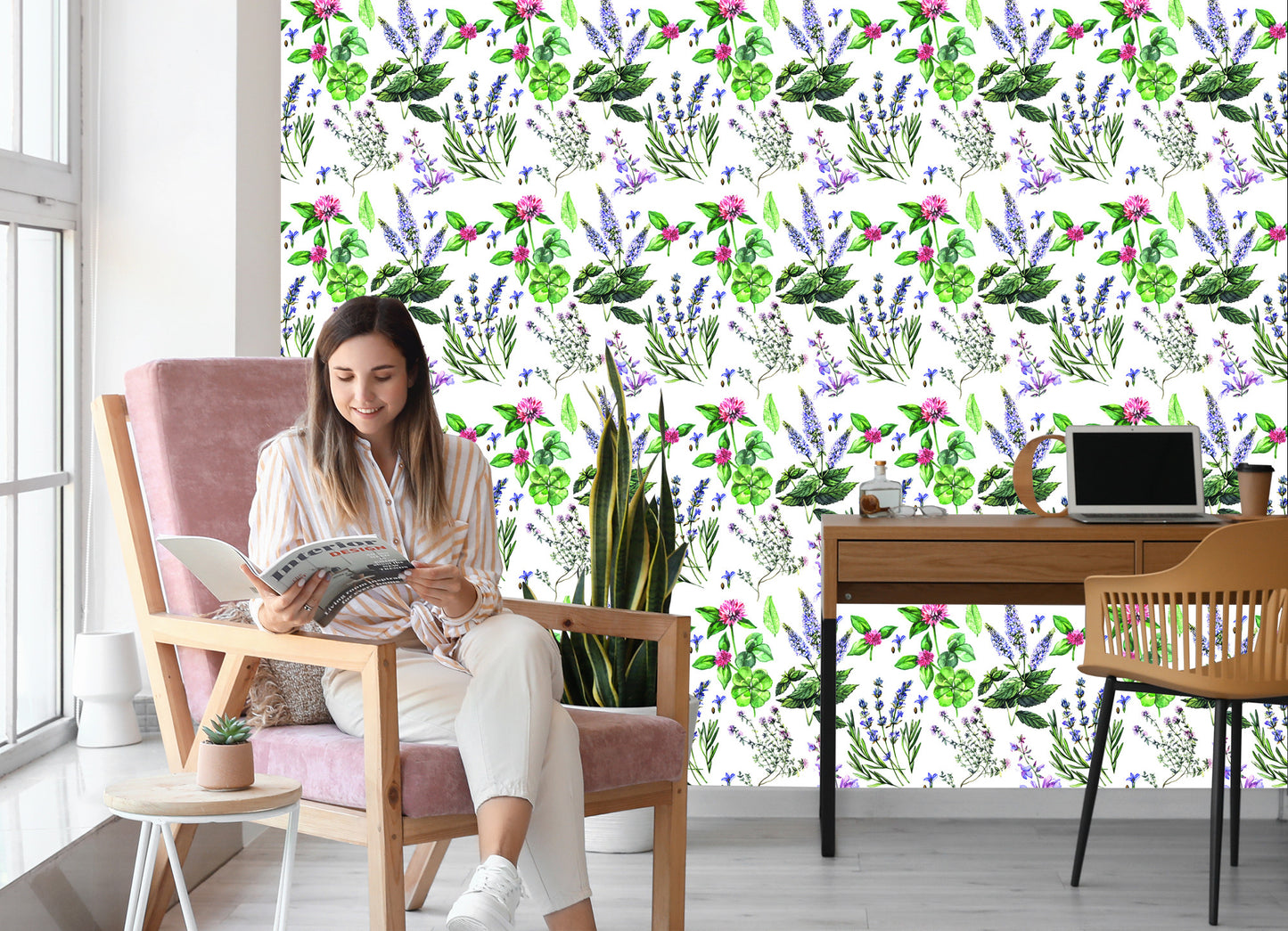 Wallpaper Lavender With Clover