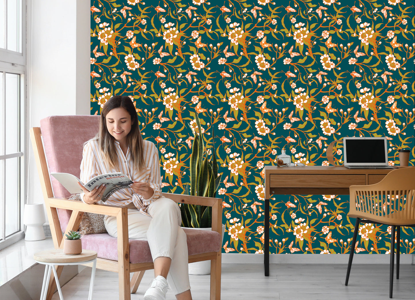 Wallpaper Butterflies With Flowers