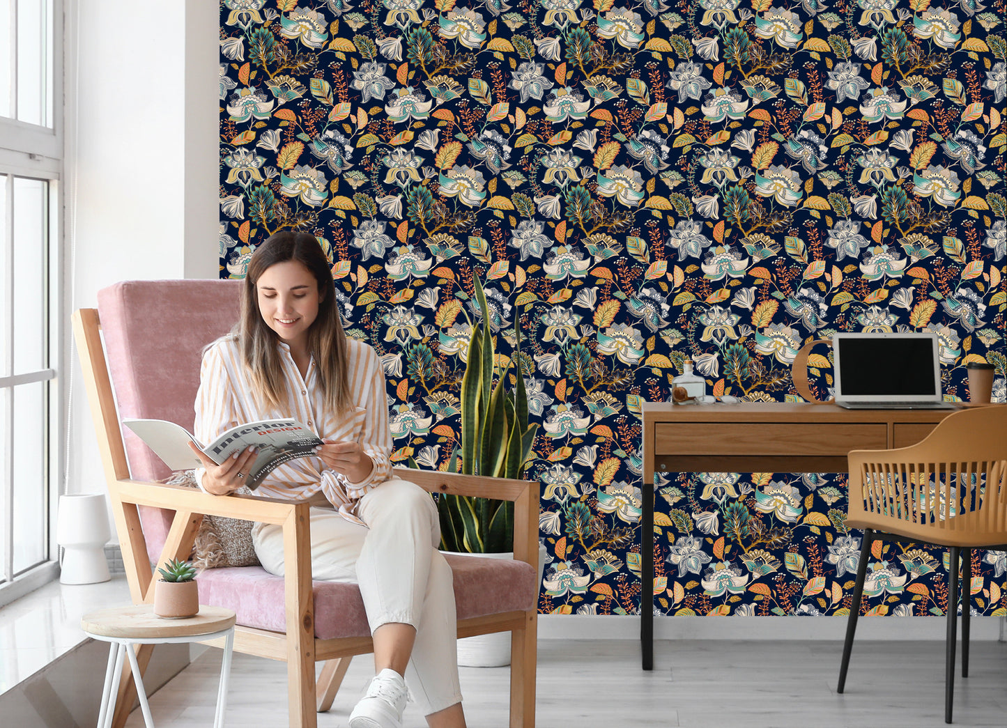 Wallpaper Flowers In Folklore Style