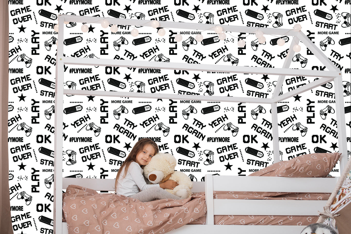 Wallpaper Youthful Black And White Pixelated 3D Subtitles