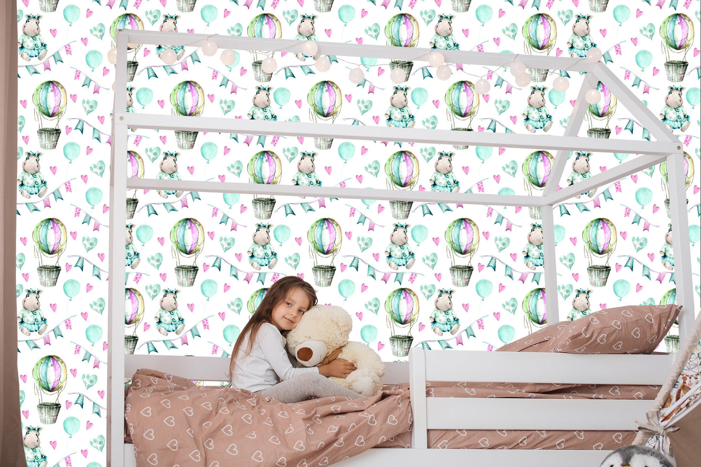 Wallpaper Hippos At Balloons