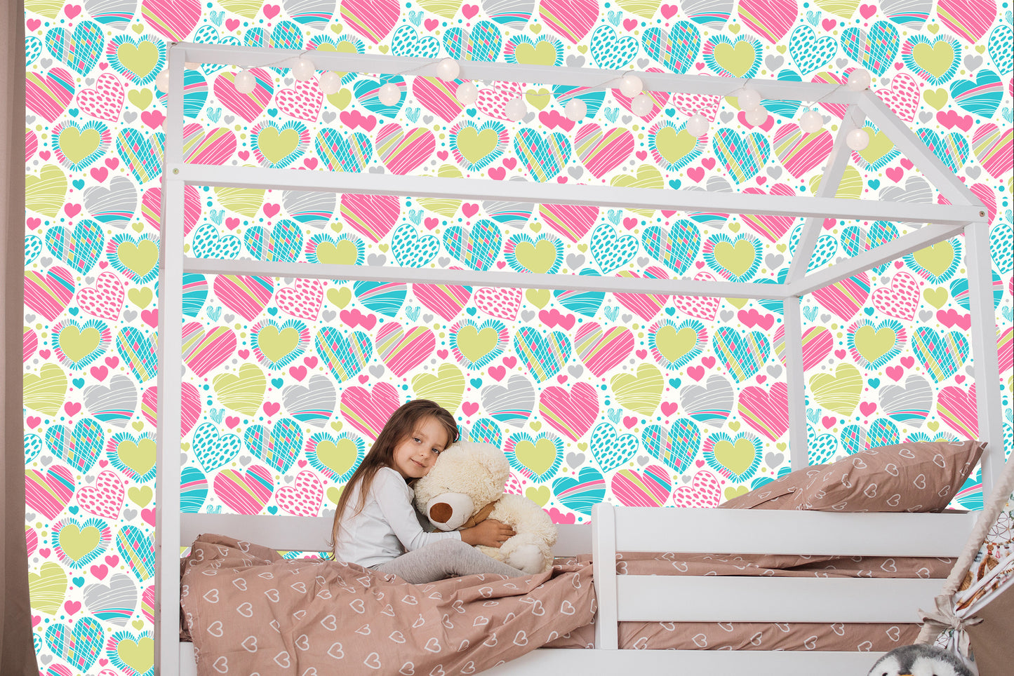 Wallpaper For Children - Beautiful Colorful Hearts