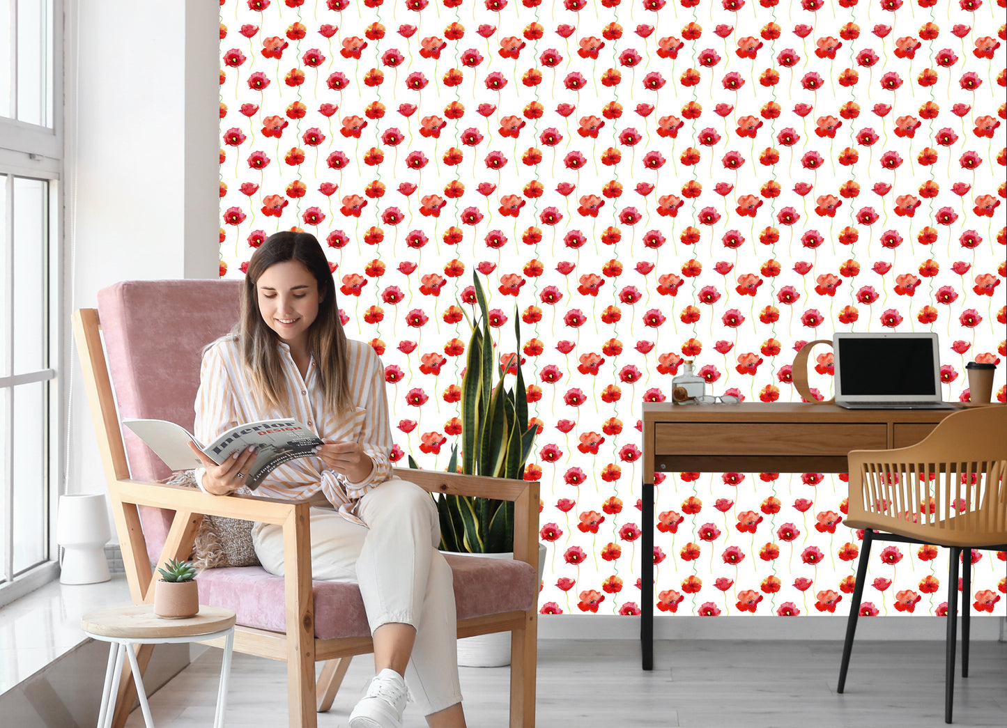 Wallpaper Poppies Painted With Watercolor
