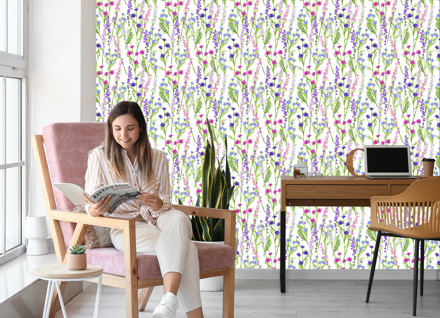 Wallpaper For The Dining Room. Spring Flowers Of Wild Plants