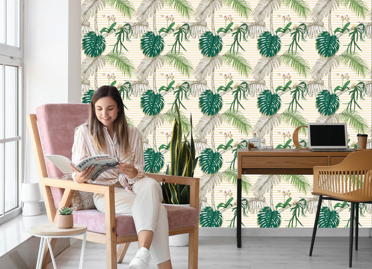 Wallpaper Green Leaves And Palm Trees