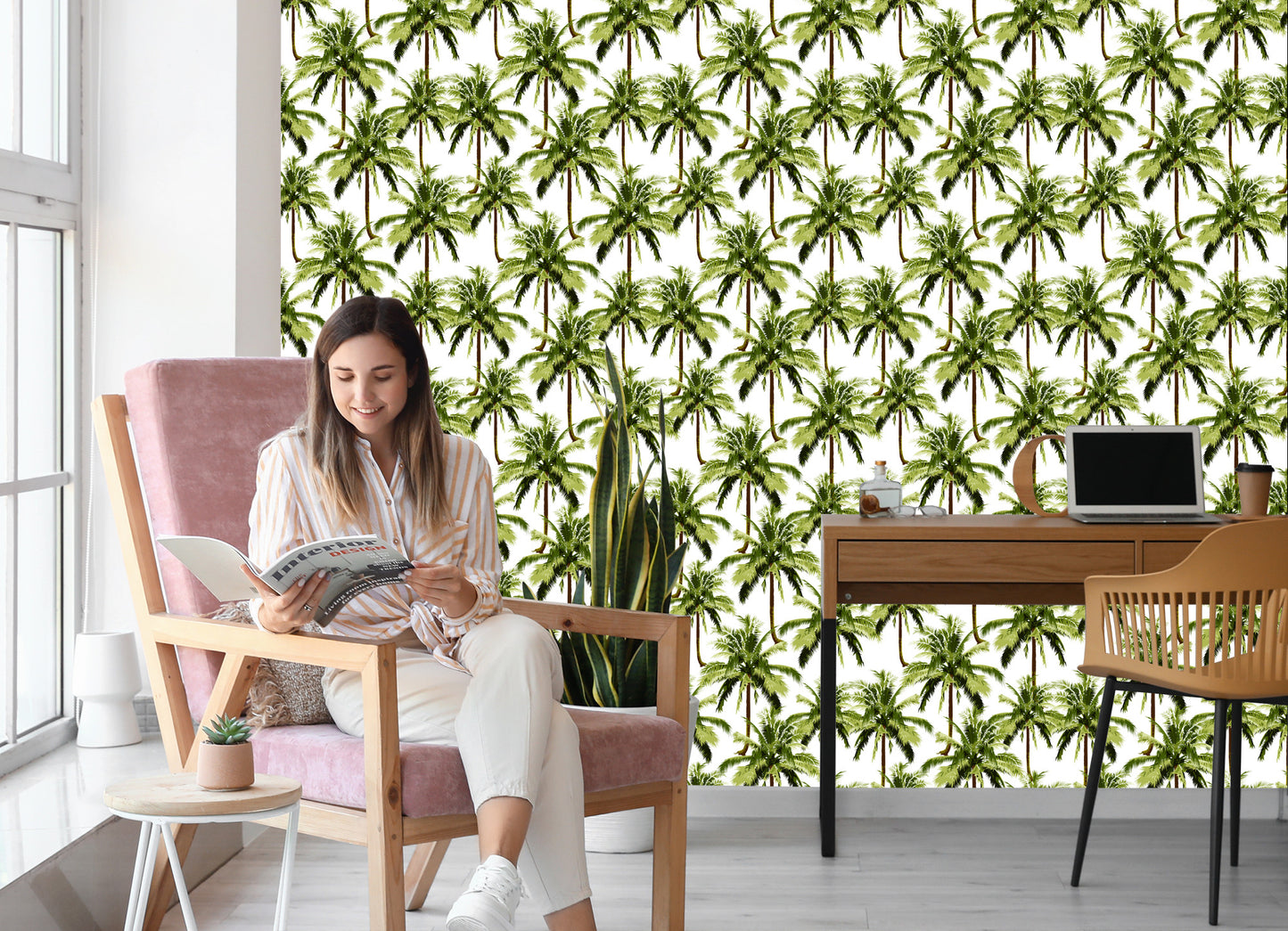 Wallpaper Green Palm Trees For Youth Room