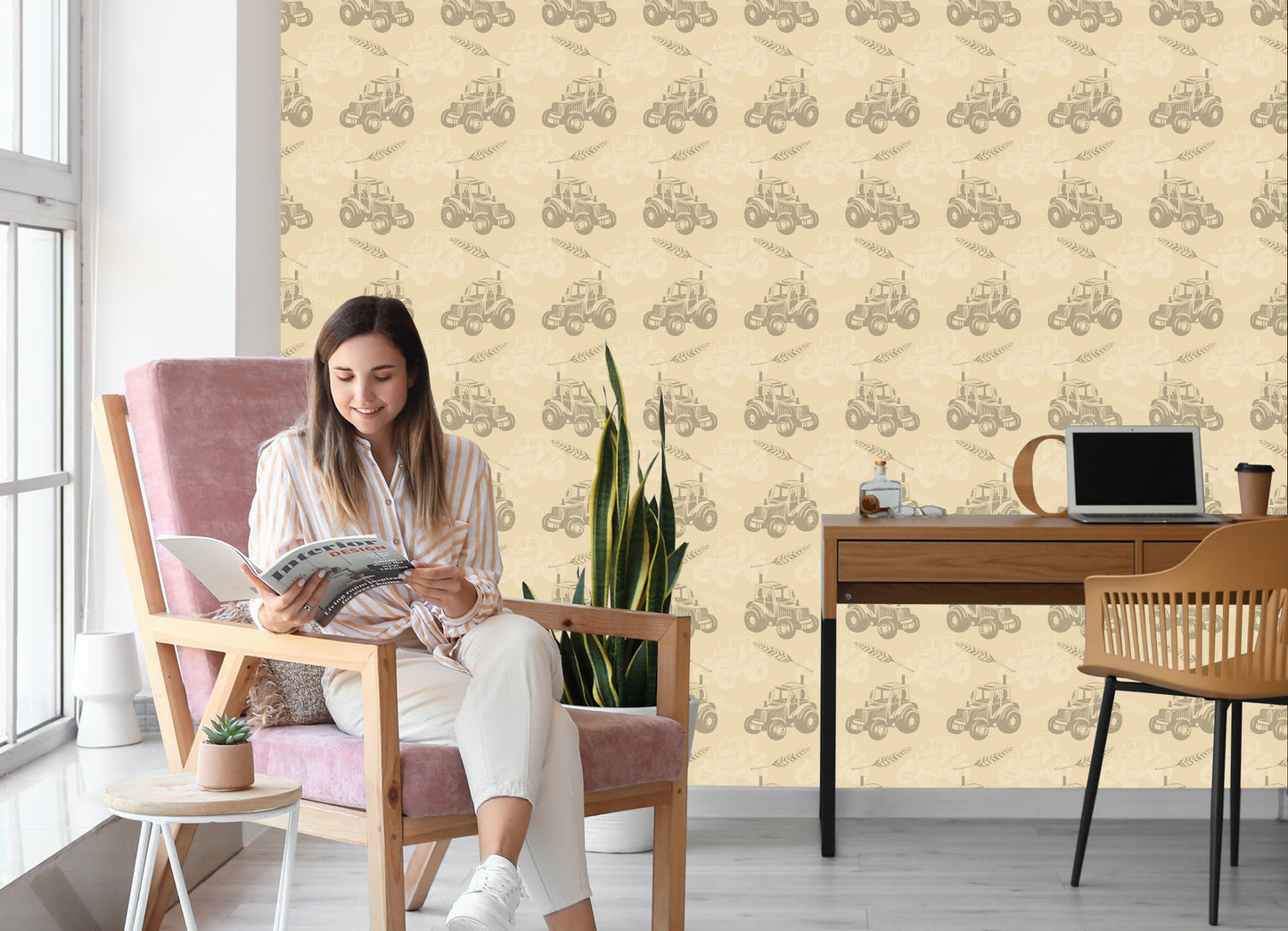 Wallpaper Tractors With Ears Of Cereal