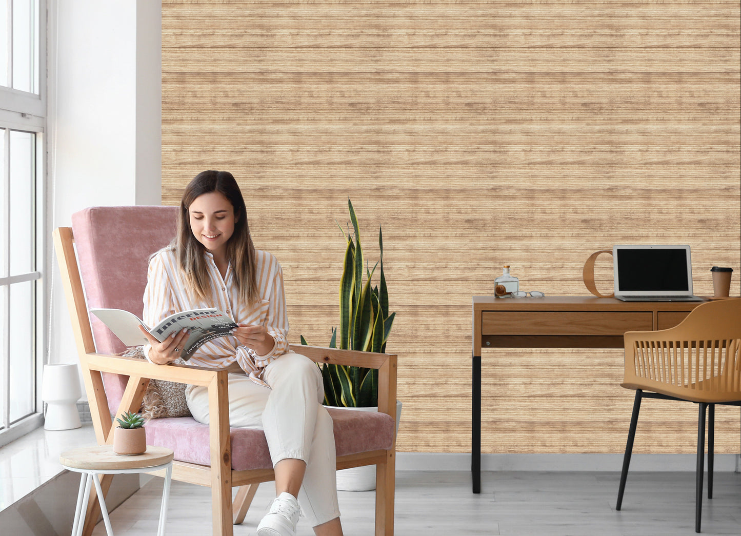 Wallpaper Bright Wooden Pattern