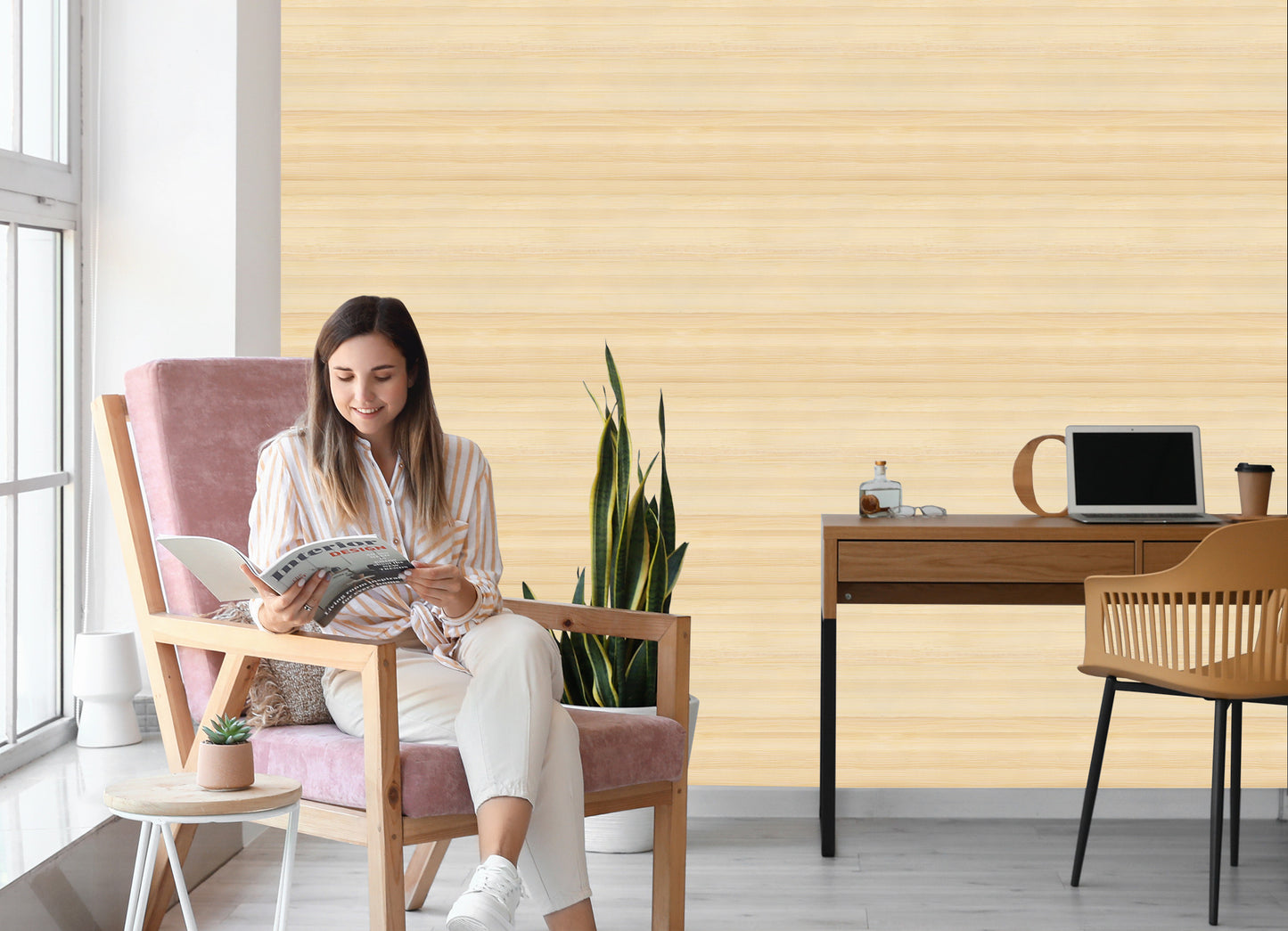 Wallpaper Bright Horizontal Wooden Pattern