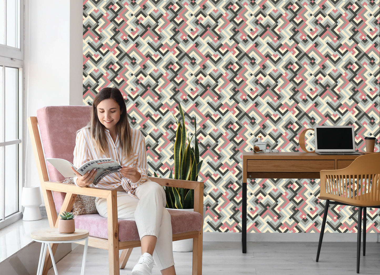 Wallpaper Geometric Patterns In Retro Style